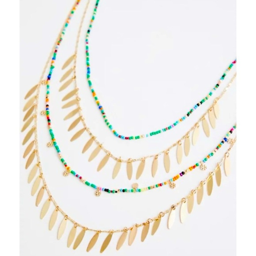 Torrid Jewelry Multi Rainbow Color Bead & Gold Tone Layered Necklace - Like New